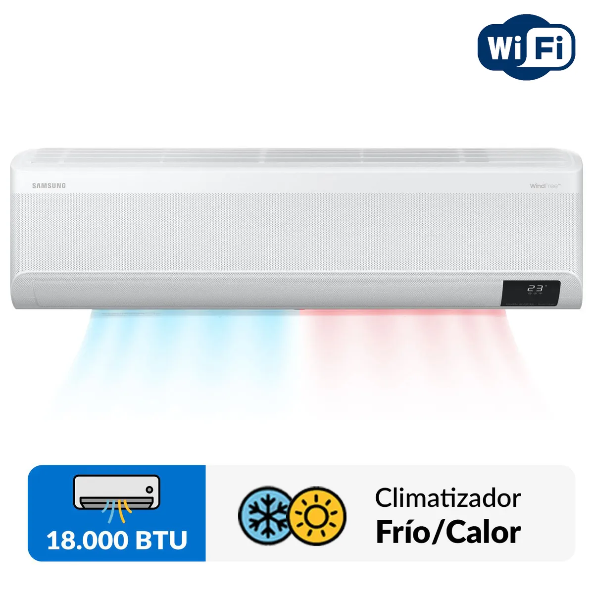 SAMSUNG - Aire Acondicionado Split Inverter 18000 BTU frío/calor Wind-Free Wifi
