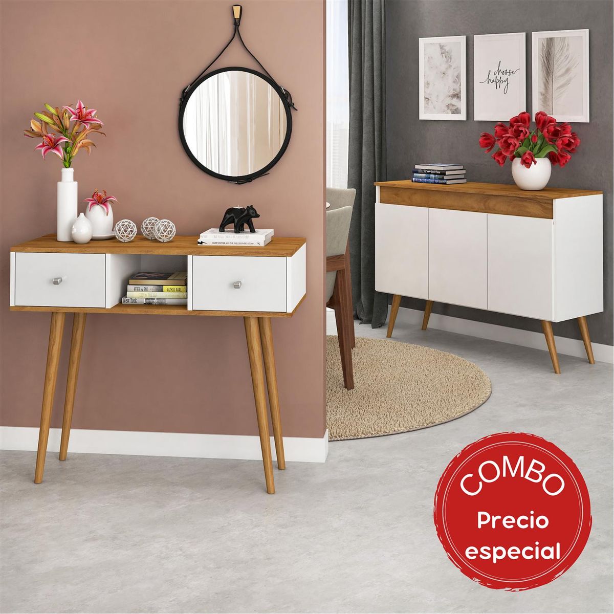 MOBILFRANK - Combo arrimo cajones + buffet 3 puertas