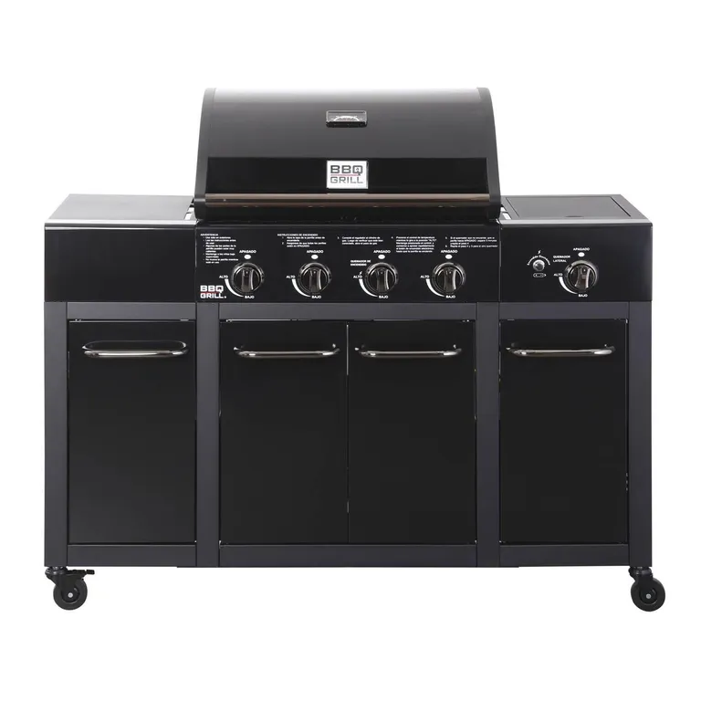 Parrilla a Gas Buffalo Black 4 Quemadores + Quemador Lateral + Funda