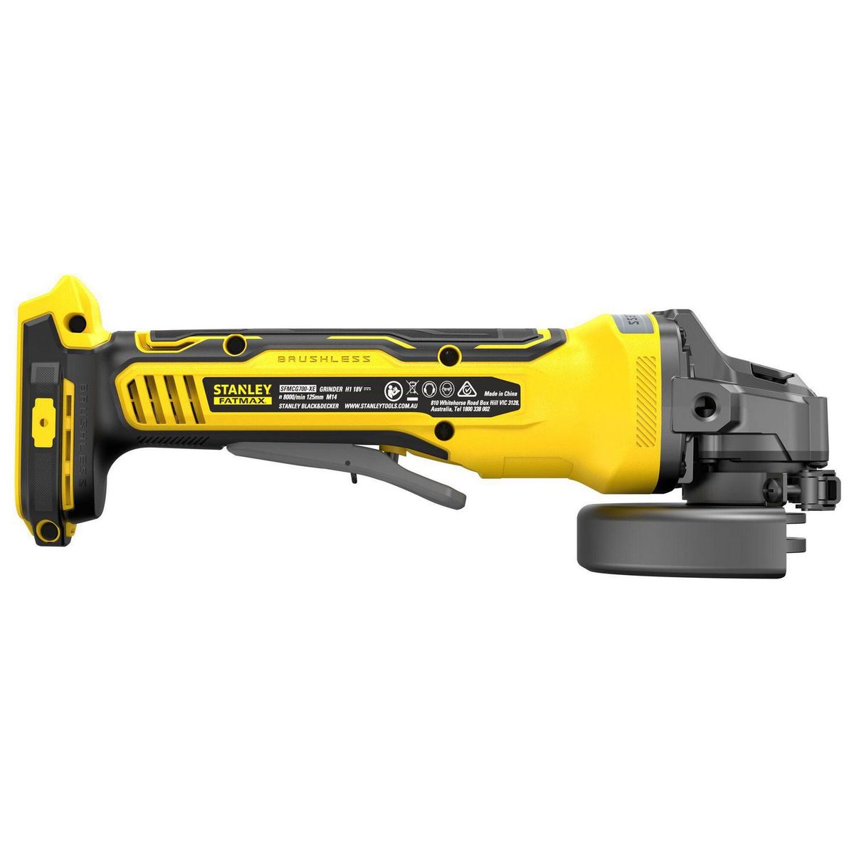 STANLEY - Esmeril angular 4,5" 20v brushless sin bateria.