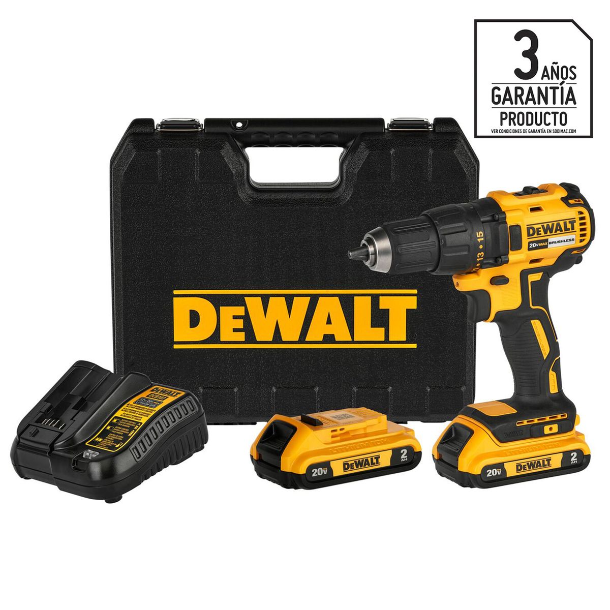 DEWALT - Taladro Inalámbrico Atornillador 20 V/2 Baterías/Maleta