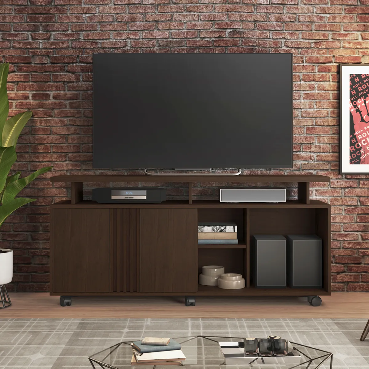 DI PORETTI - Rack TV 58 " Humor Chocolate 136x64x39 cm