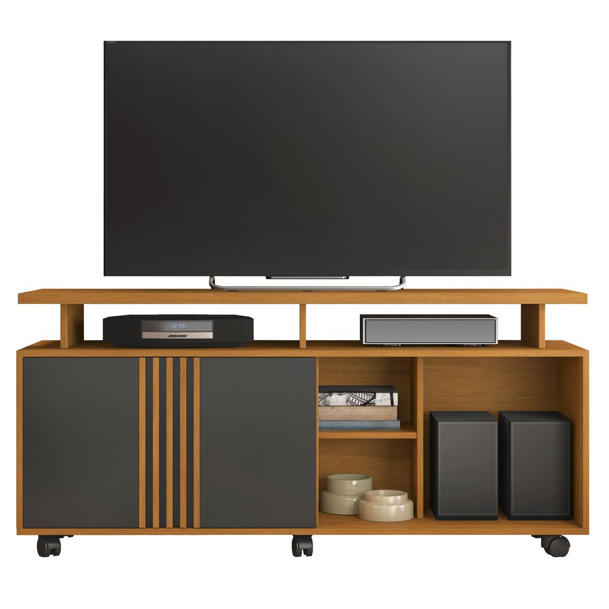 DI PORETTI - Rack TV 58 " Humor Café/Gris 136x64x39 cm