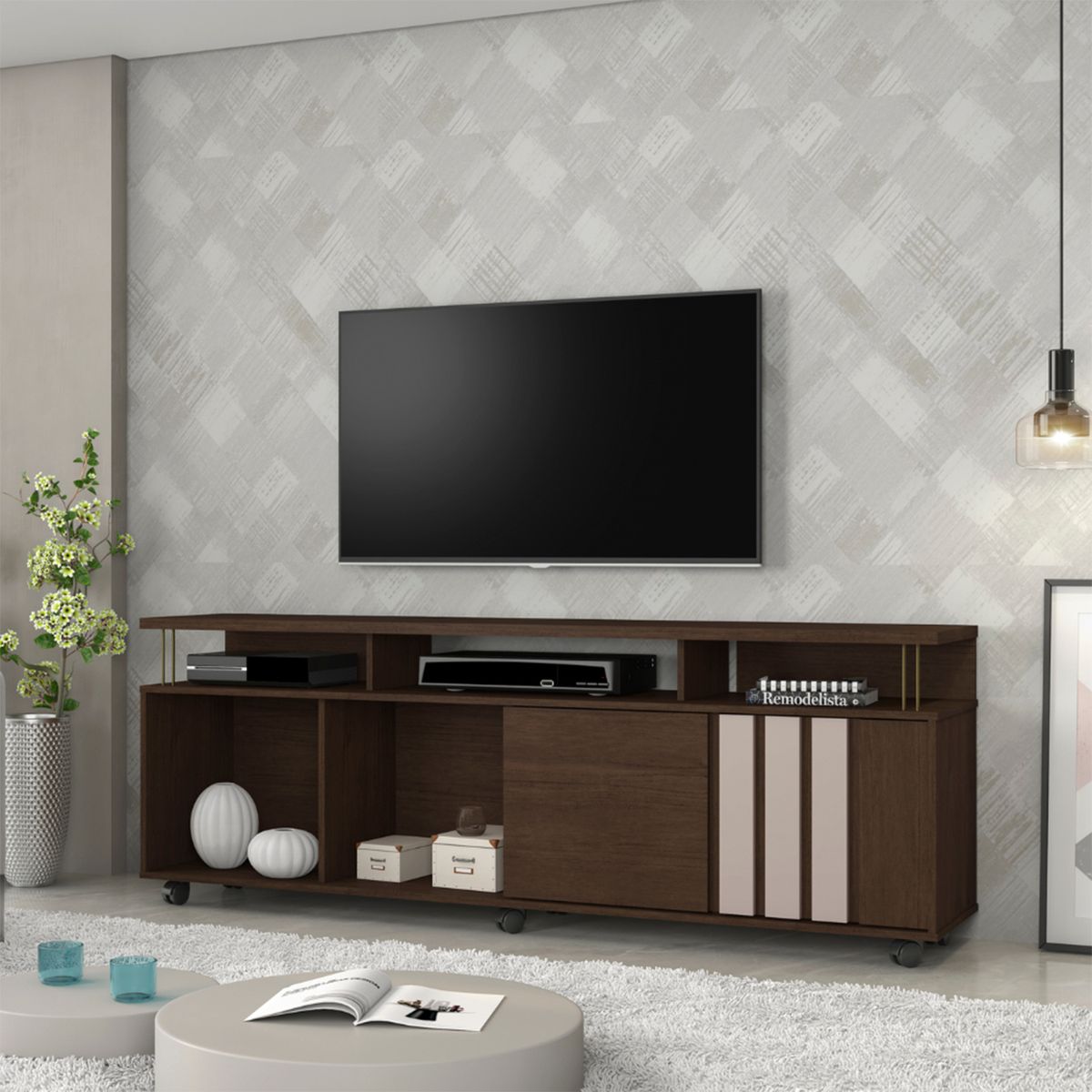 DI PORETTI - Rack TV 70 " Atraente Café 182x66x39 cm