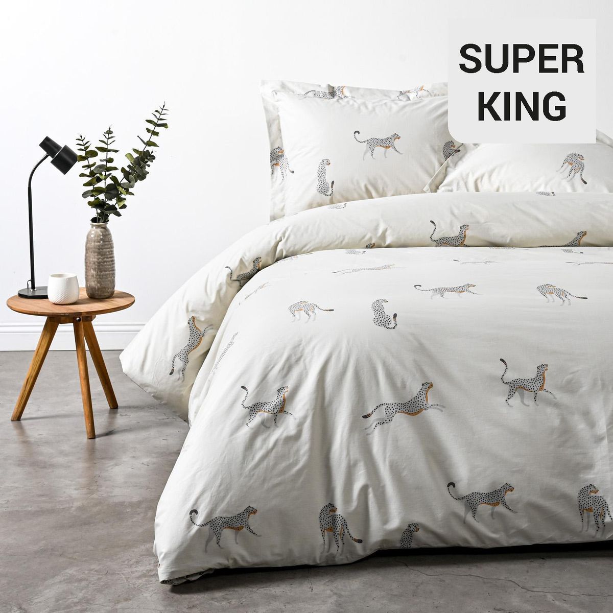 ELEMENT & CO - Funda de Plumón Super king Cheeta Blanco