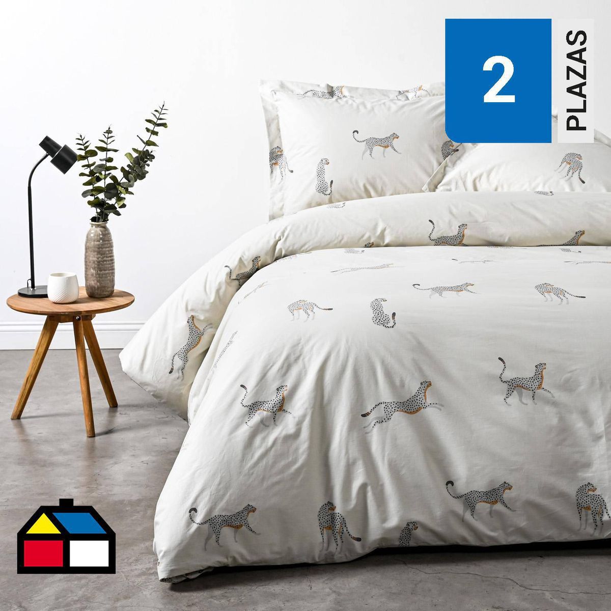 ELEMENT & CO - Funda de Plumón 2 plazas Cheeta Blanco