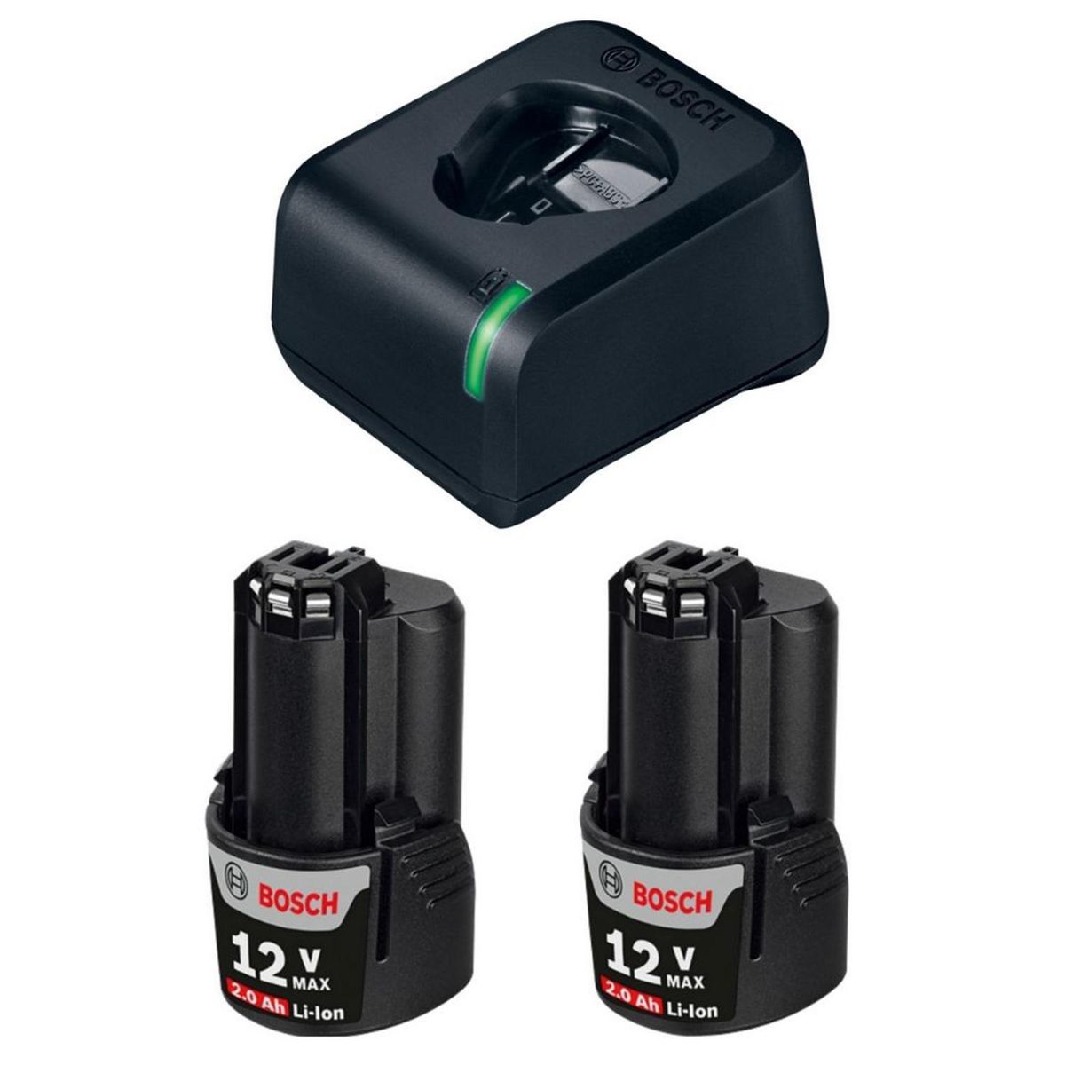 BOSCH - Kit Básico 2 Baterías 12V 2,0 Ah + Cargador GAL 12V-20 Bivolt