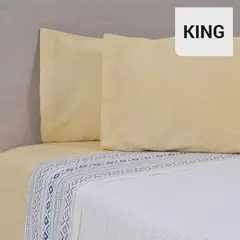 MASHINI - Sábana Estampada Azafrán King 144 Hilos Multicolor