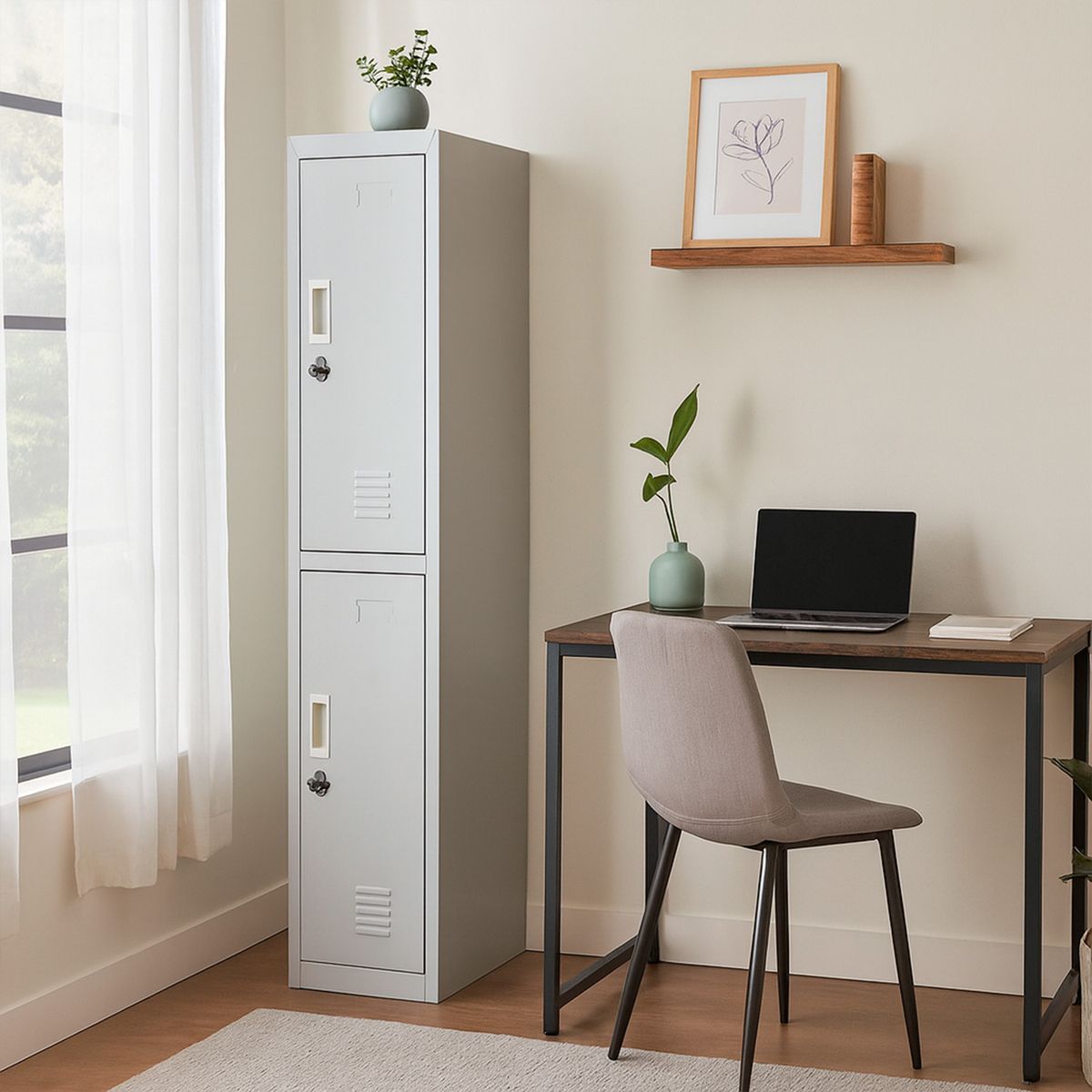 MALETEK - Locker Officelock 1 Cuerpo 2 Puerta(s) 28x166x52 cm Gris
