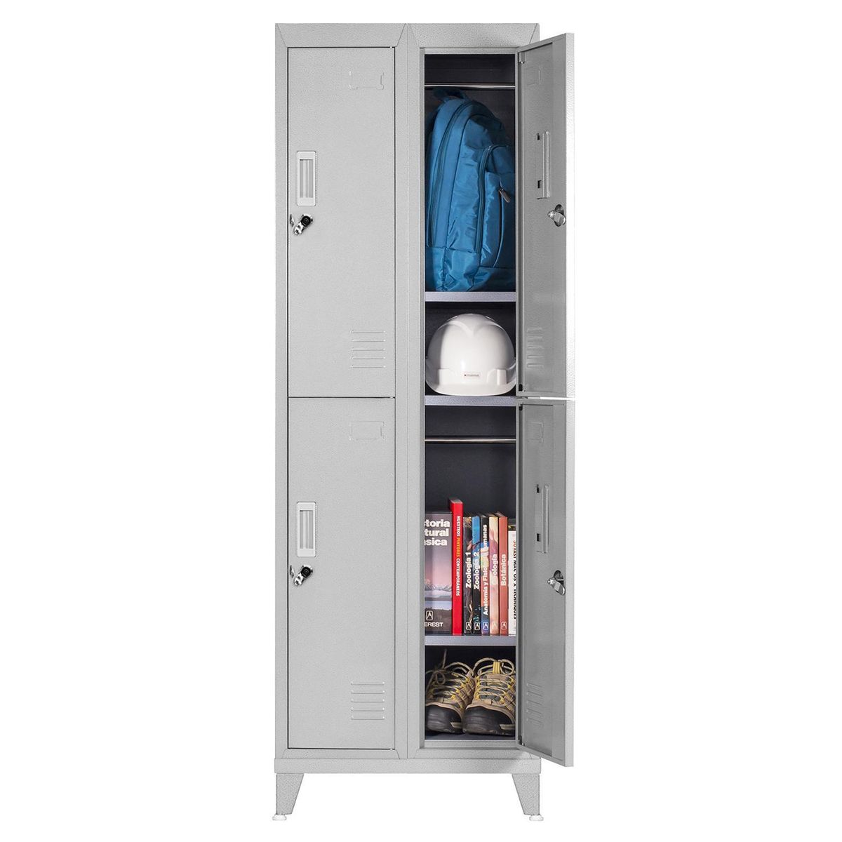 MALETEK - Locker Metálico 2 Cuerpos 4 Puerta(s) 56x166x48 cm Gris