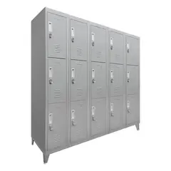 MALETEK - Locker M 5 Cuerpos 15 Puerta(s) 137x166x52 cm Gris