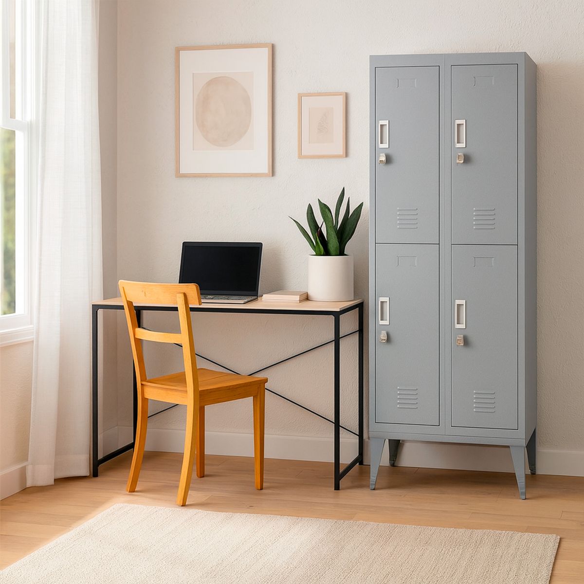 MALETEK - Locker M 2 Cuerpos 4 Puerta(s) 56,5x166x52 cm Gris