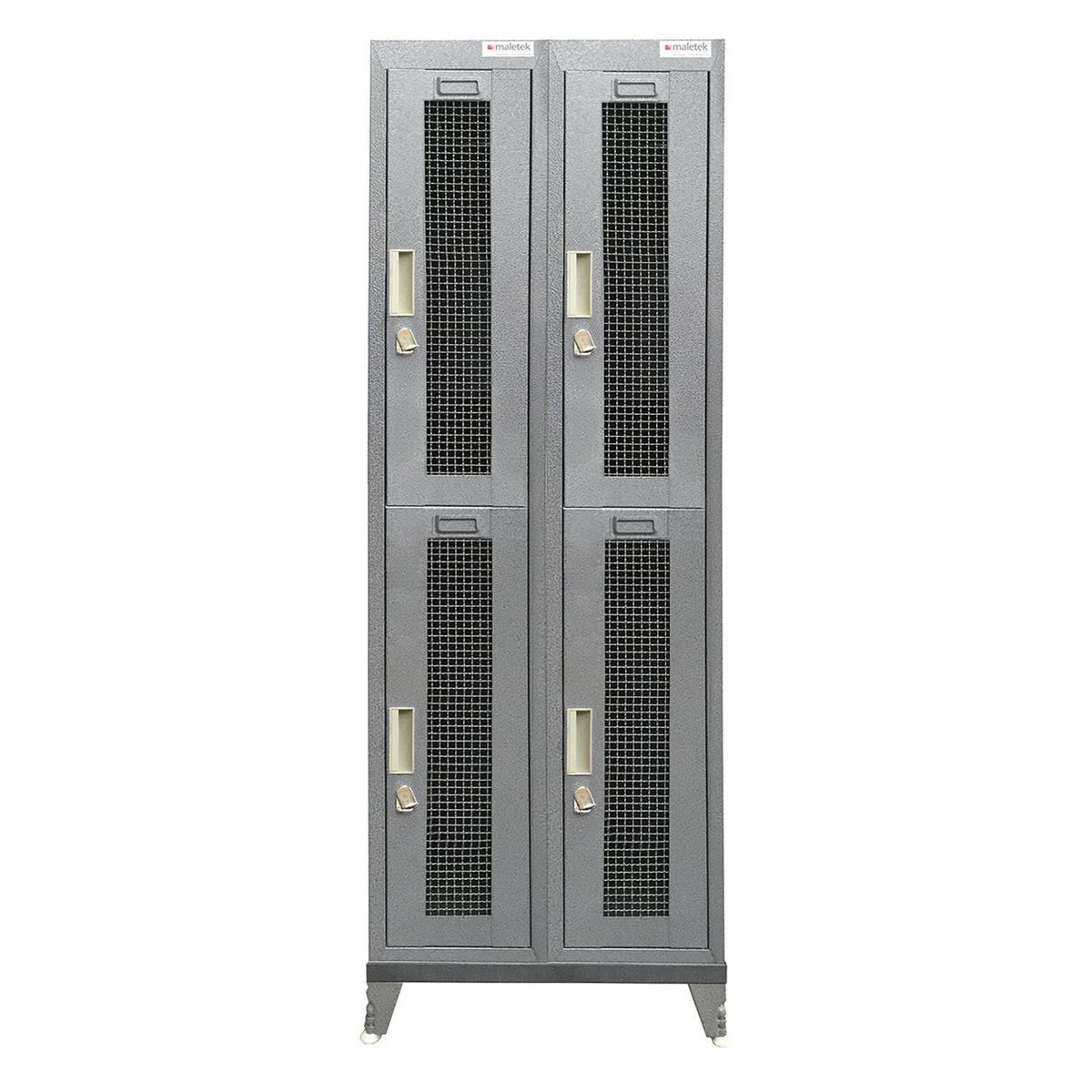 MALETEK - Locker Metálico 2 Cuerpos Puerta Malla 4 Puerta(s) 56,5x166x52 cm Gris