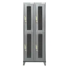 MALETEK - Locker Metálico 2 Cuerpos Puerta Malla 4 Puerta(s) 56,5x166x52 cm Gris