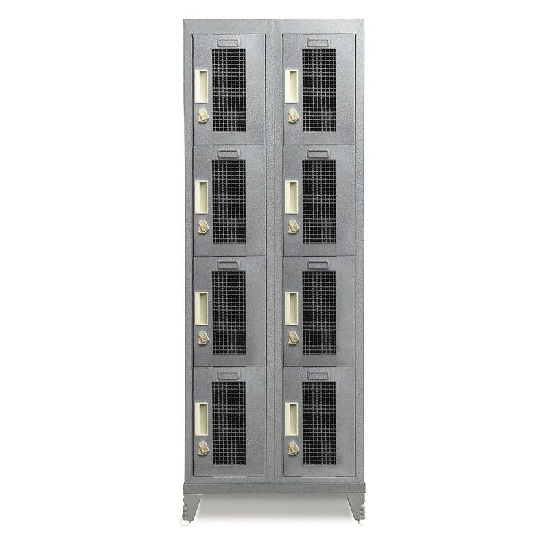 MALETEK - Locker Metálico 2 Cuerpos Puerta Malla 8 Puerta(s) 56,5x166x52 cm Gris