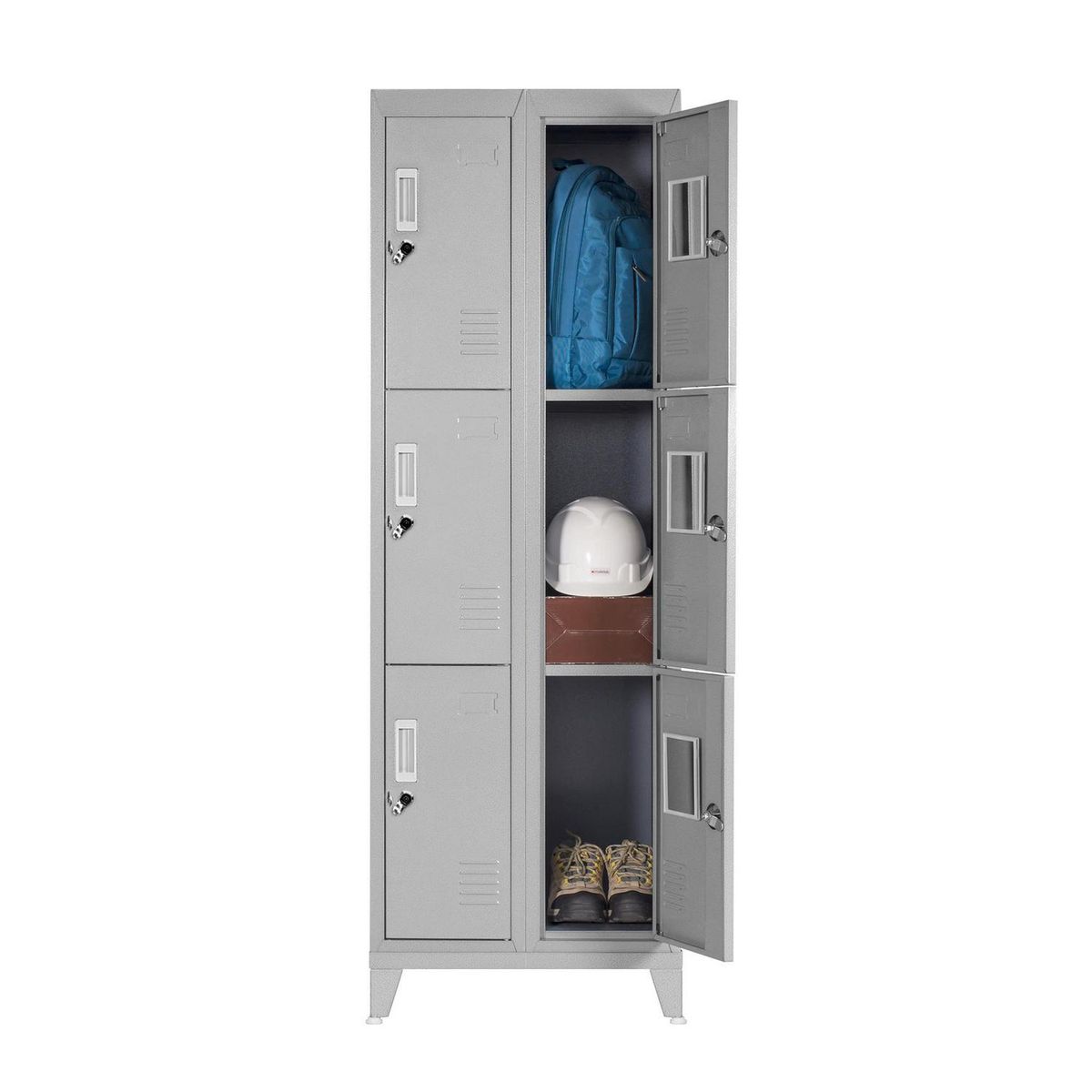 MALETEK - Locker Metálico 2 Cuerpos 6 Puerta(s) 56,5x166x47 cm Gris