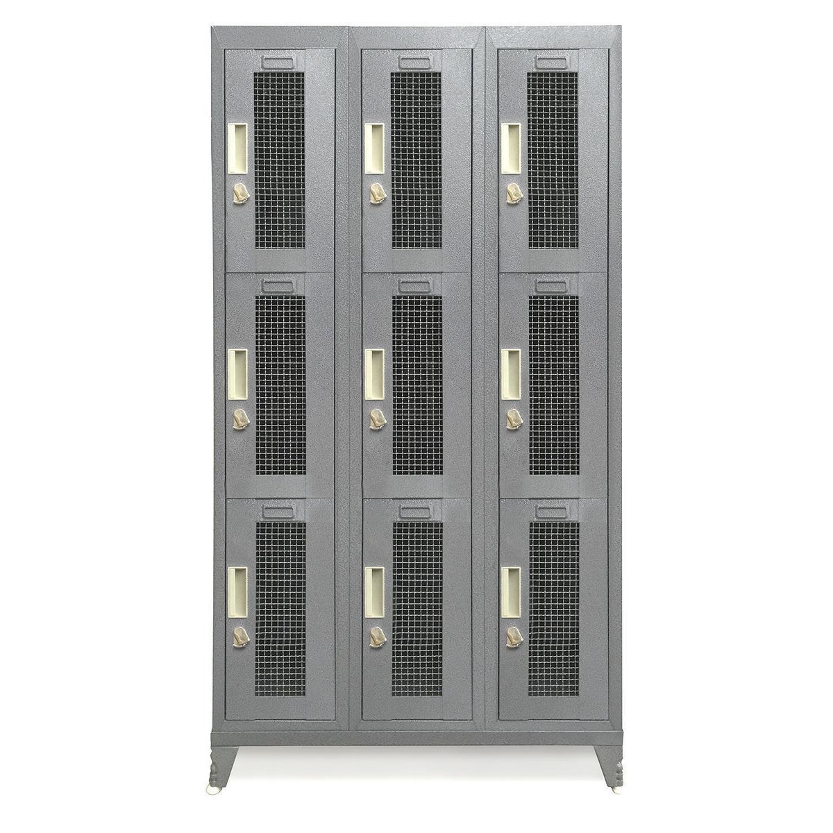 MALETEK - Locker Metálico 3 Cuerpos Puerta Malla 9 Puerta(s) 83x166x52 cm Gris
