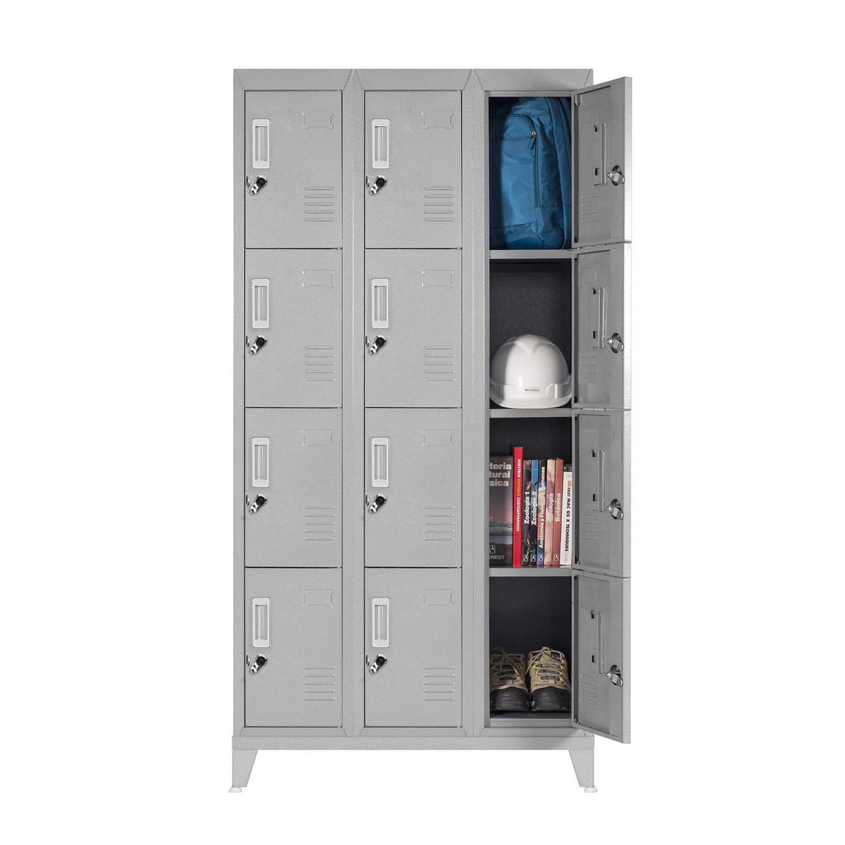 MALETEK - Locker Metálico 3 Cuerpos 12 Puerta(s) 83x166x47 cm Gris