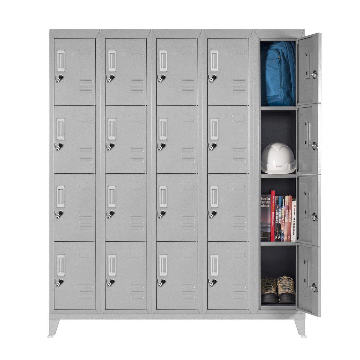 MALETEK - Locker Metálico 5 Cuerpos 20 Puerta(s) 137x166x47 cm Gris