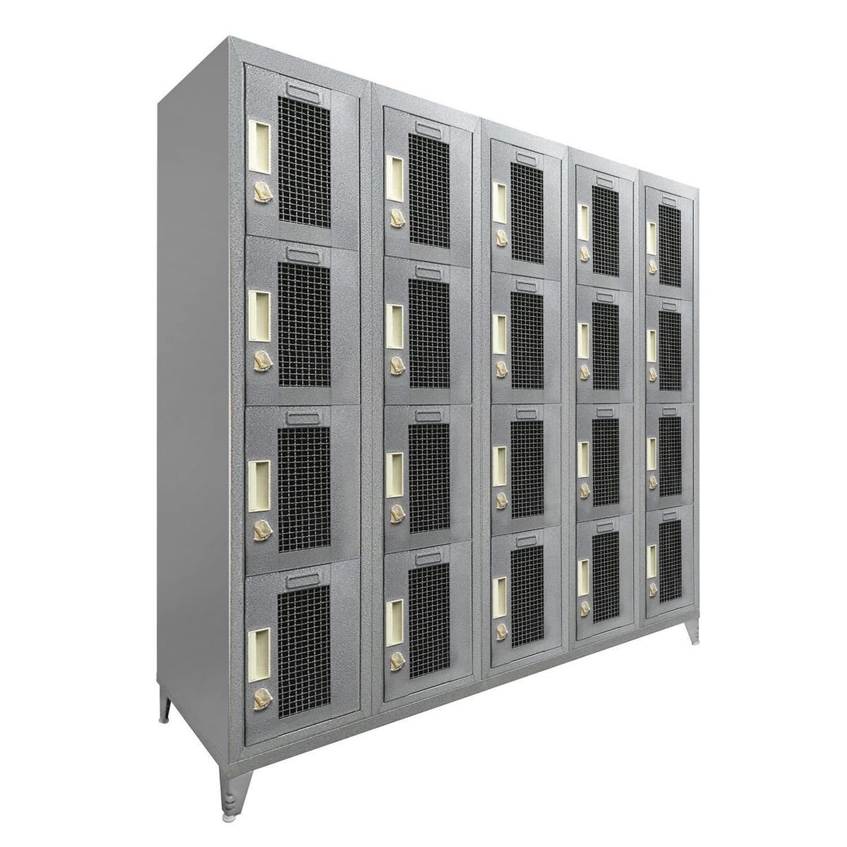 MALETEK - Locker Puerta Malla 5 Cuerpos 20 Puerta(s) 137x166x53 cm Gris