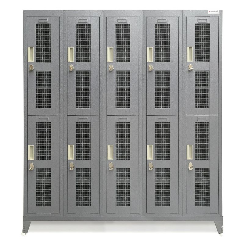 MALETEK - Locker Metálico 5 Cuerpos Puerta Malla 10 Puerta(s) 137x166x52 cm Gris