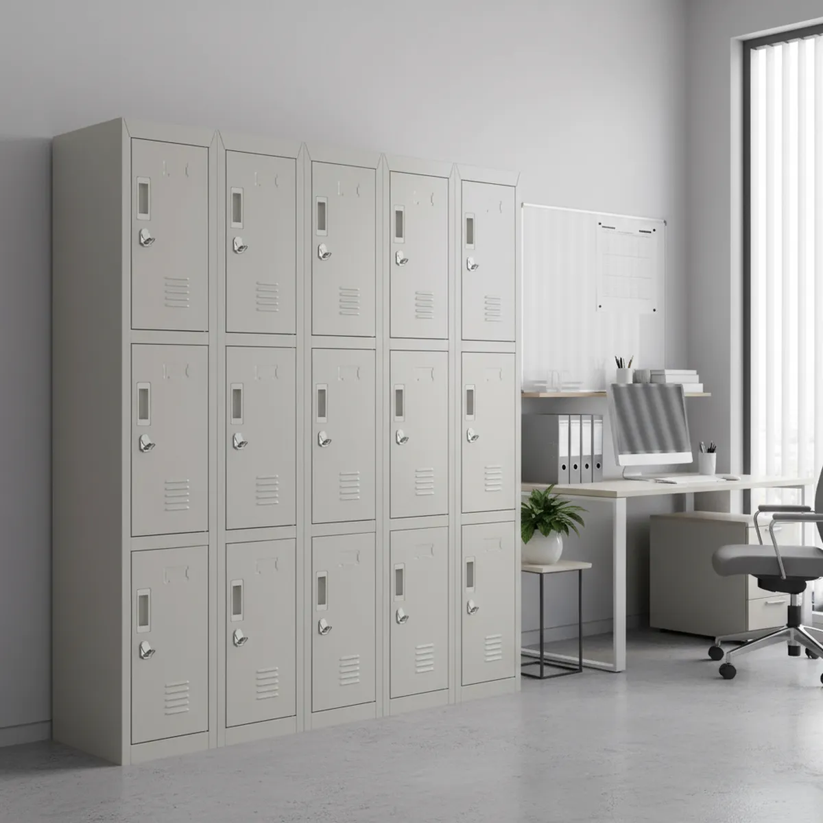 MALETEK - Locker Officelock 5 Cuerpos 15 Puerta(s) 140x166x52 cm Gris