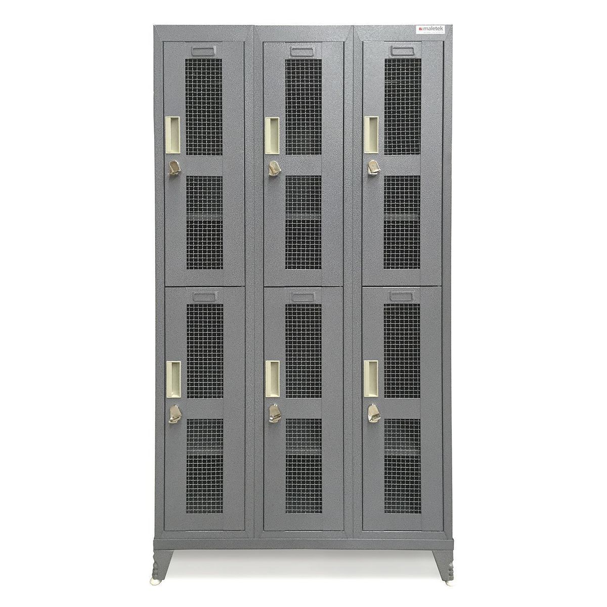 MALETEK - Locker Metálico 3 Cuerpos Puerta Malla 6 Puerta(s) 83x166x52 cm Gris