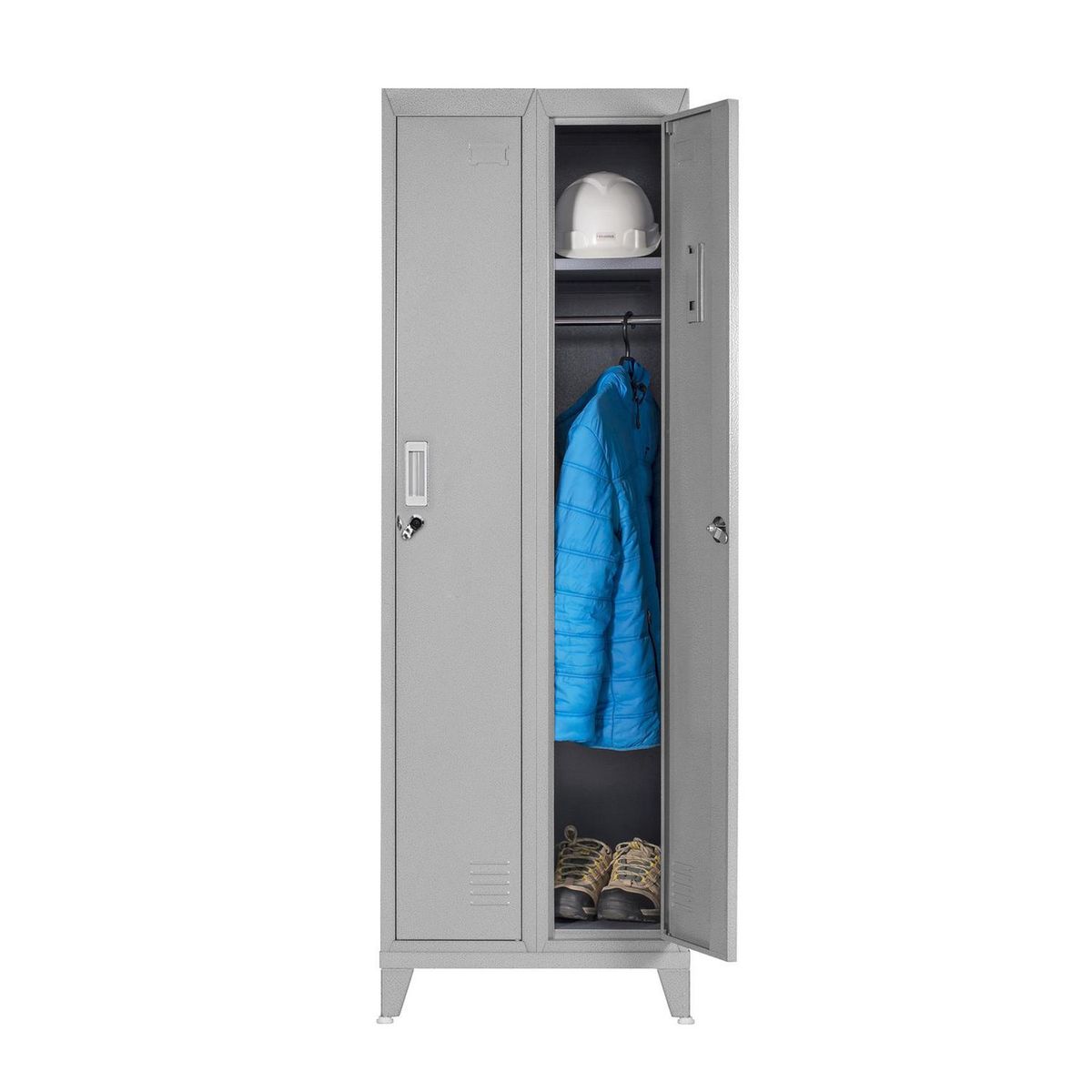 MALETEK - Locker Metálico 2 Cuerpos 2 Puerta(s) 56,5x166x47 cm Gris