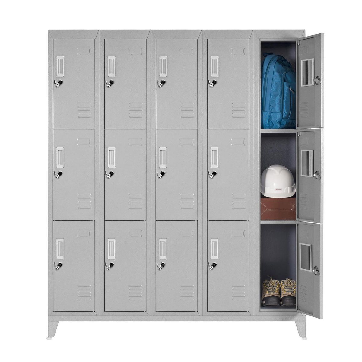 MALETEK - Locker Metálico 5 Cuerpos 15 Puerta(s) 137x166x47 cm Gris