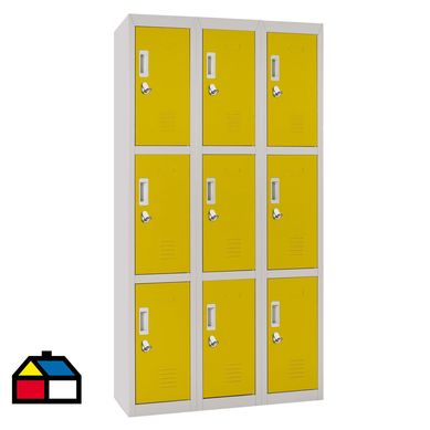 Locker Officelock 3 cuerpos 9 casilleros Amarillo