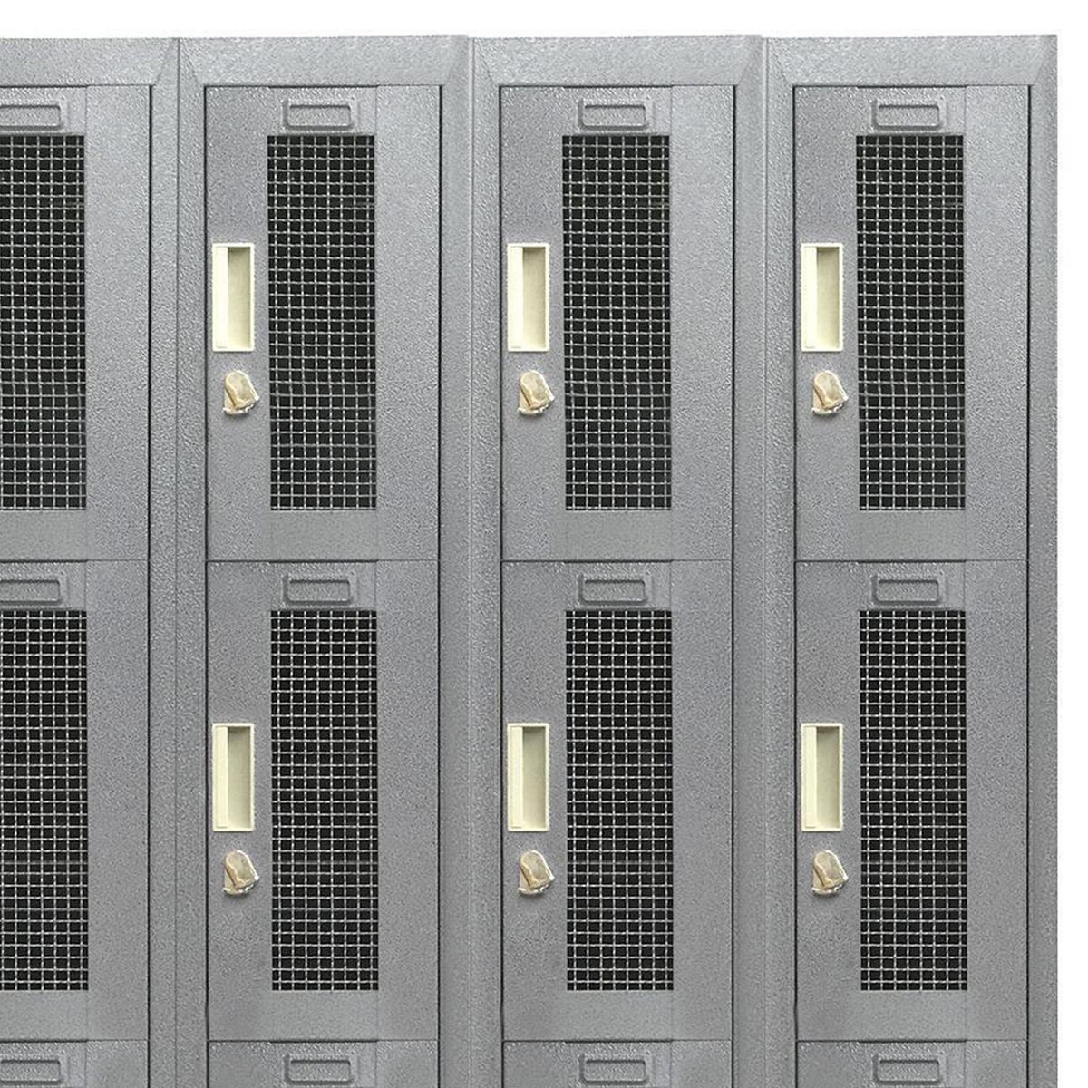 MALETEK - Locker Metálico 5 Cuerpos Puerta Malla 15 Puerta(s) 137x166x52 cm Gris