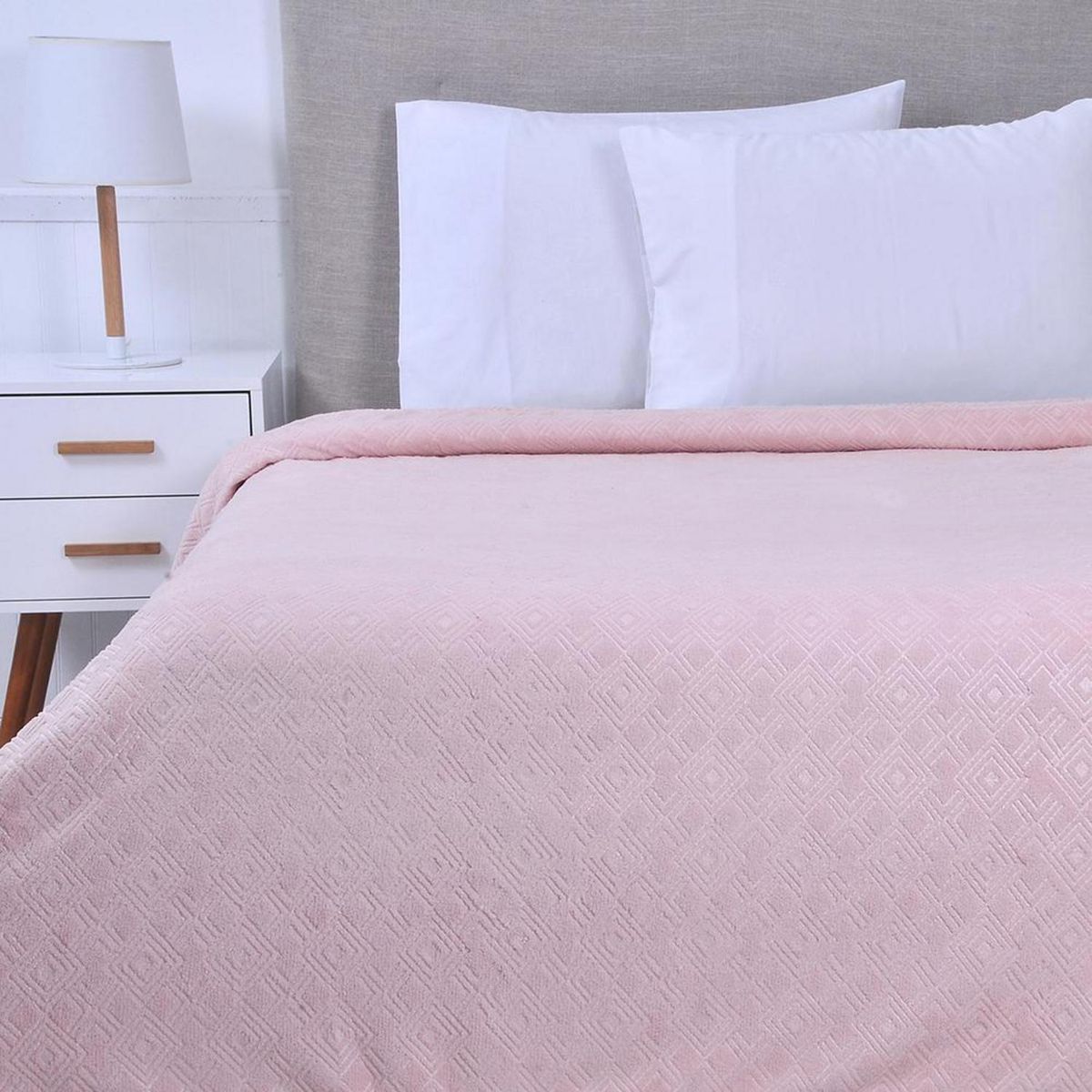 MASHINI - Frazada Coral Embossed 2 plazas Rosado