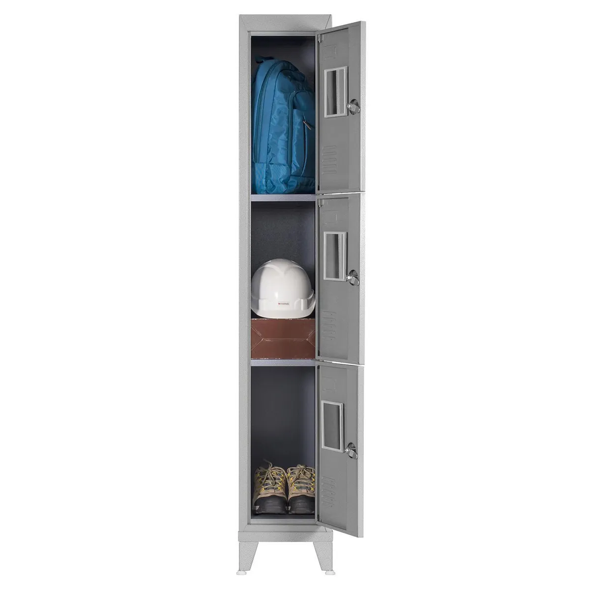 MALETEK - Locker Metálico 1 Cuerpo 3 Puerta(s) 29x166x47 cm Gris