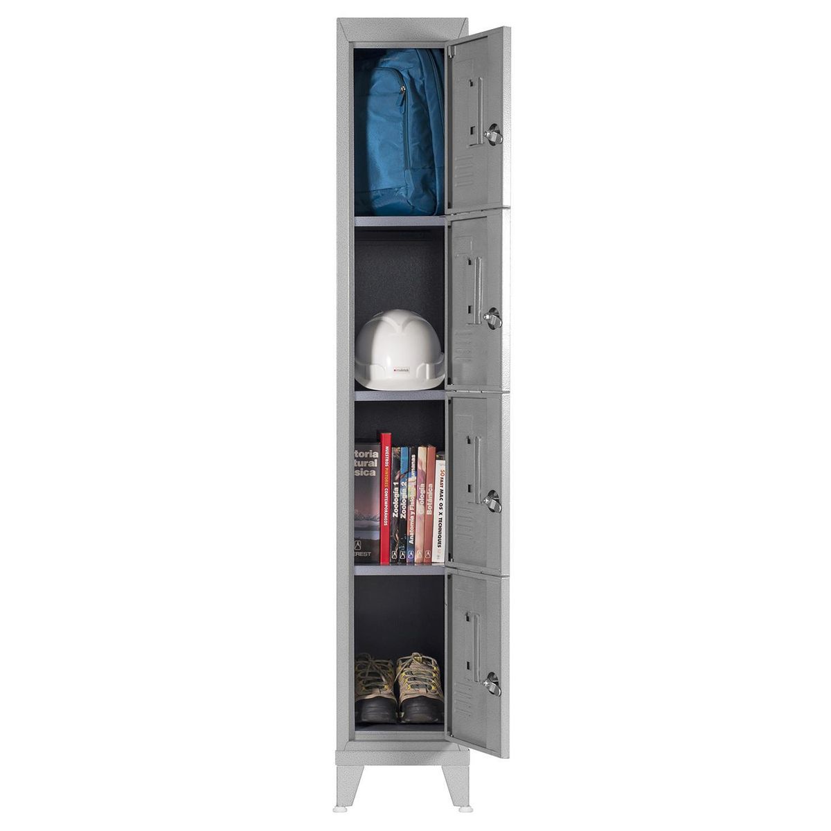 MALETEK - Locker Metálico 1 Cuerpo 4 Puerta(s) 29x166x48 cm Gris