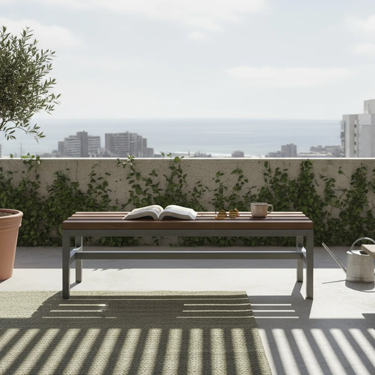 MALETEK - Banqueta para Terraza Madera Café 180x150 cm