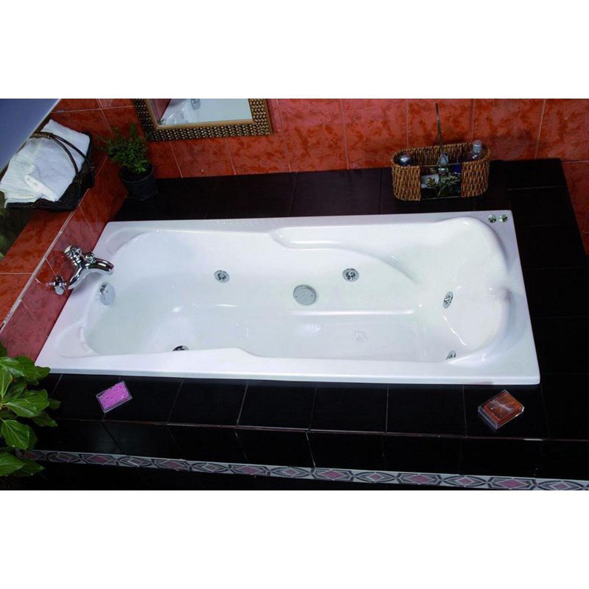 NORGLAS - Tina 170cm x 70cm  hidromasaje Larisa 6 jets derecha norglas