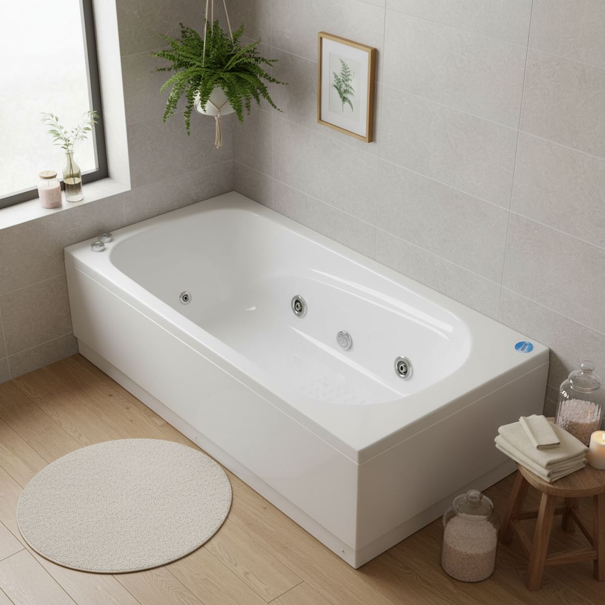 NORGLAS - Tina 150cm x 70cm  hidromasaje Olimpo 5 jets derecha norglas