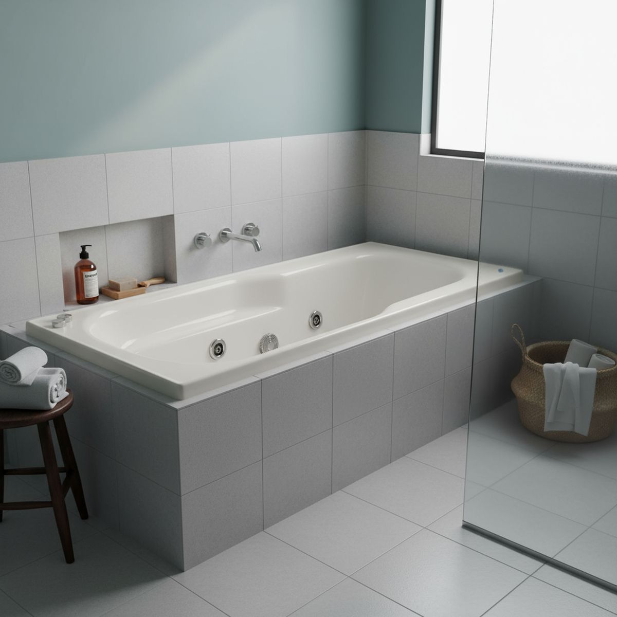 NORGLAS - Tina de hidromasaje 170cm x 70cm norglas logic 5 jets izquierda