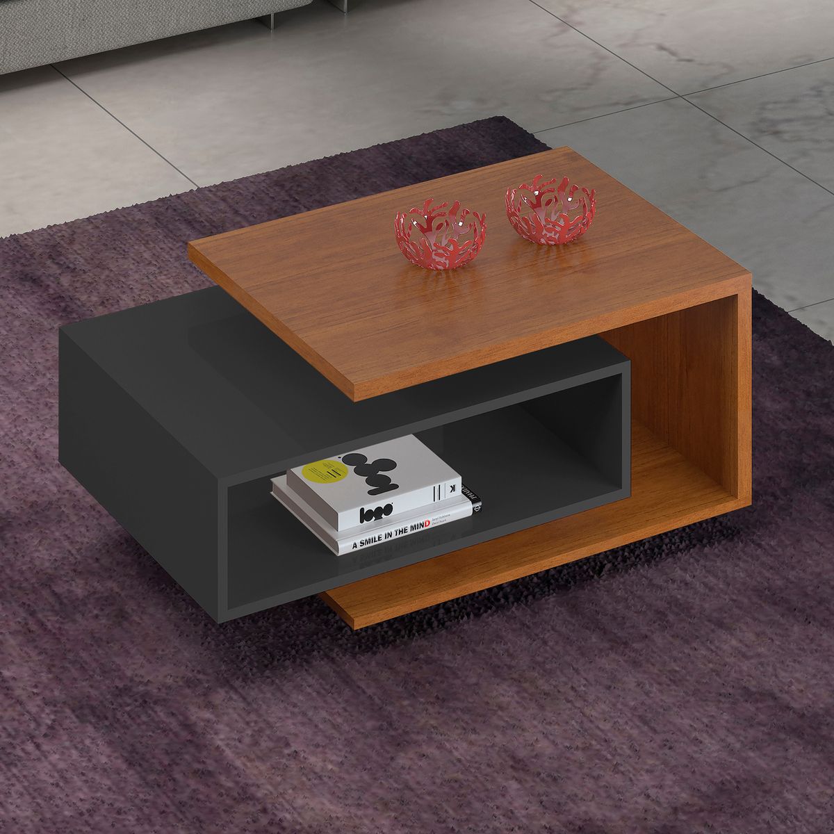 DI PORETTI - Mesa de Centro Diva Gris 51.5x37x88 cm