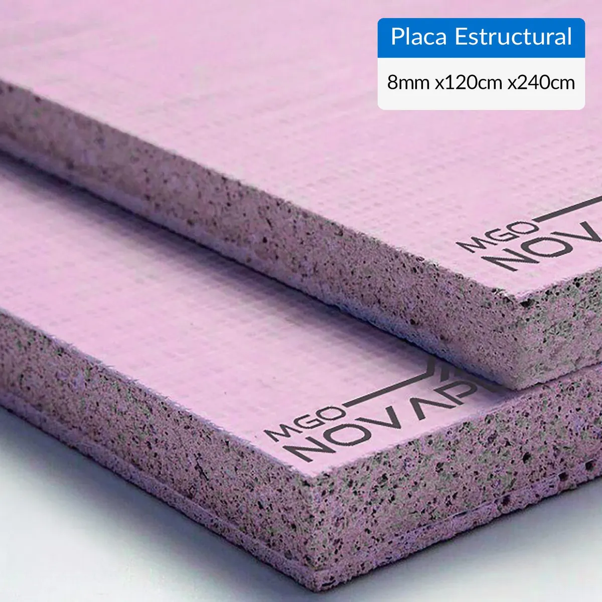METALPOL - Placa Estructural RF Óxido de Magnesio 8 mm 120x240 cm Rosado