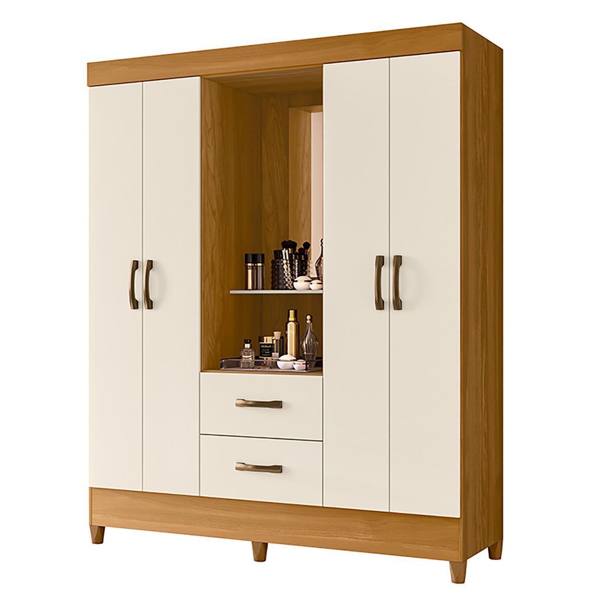 VEKKAHOME - Clóset Reus 4 Puerta(s) 2 Cajón(es) 2 Repisa(s) 47x181x147 cm Blanco