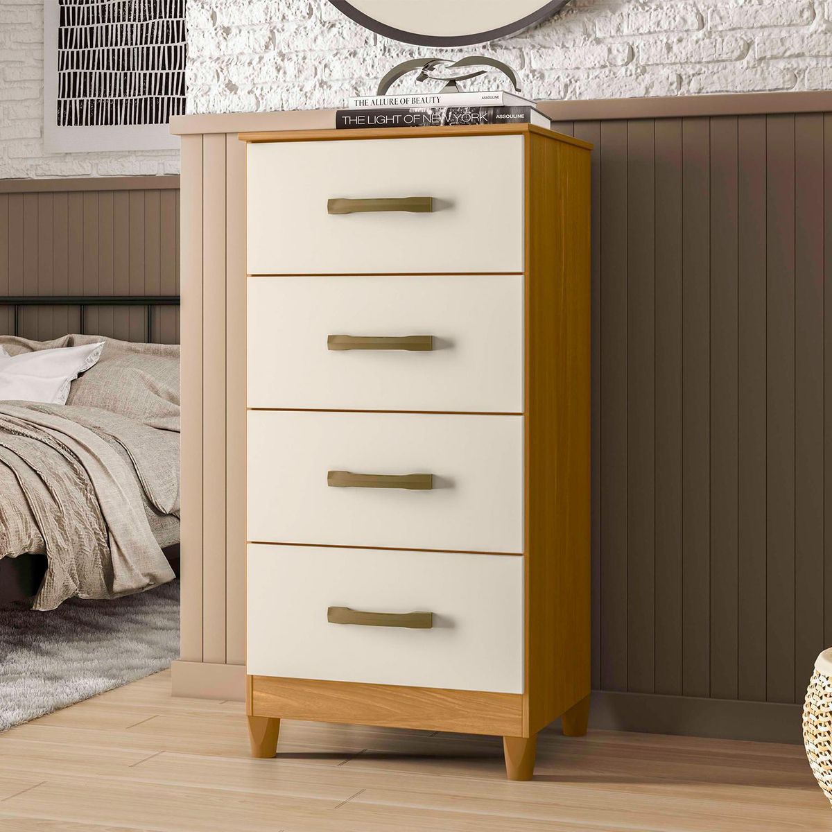 VEKKAHOME - Cómoda 4 Cajón(es) Porto 50x105x40 cm Blanco