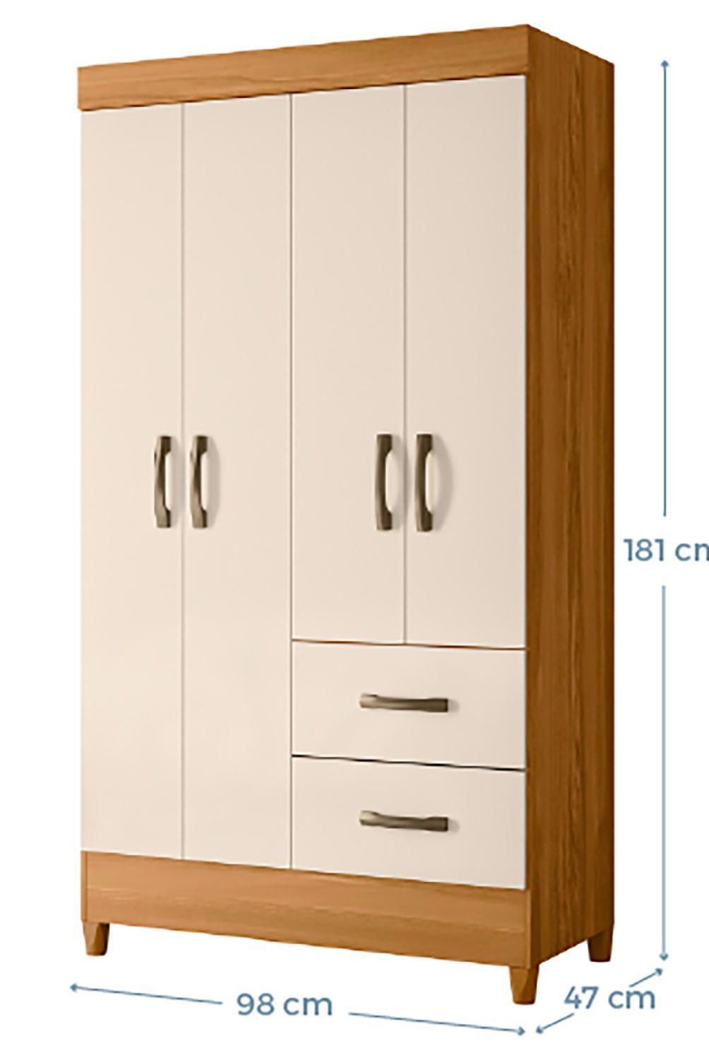 VEKKAHOME - Clóset Porto 6 Puerta(s) 2 Cajón(es) 6 Repisa(s) 47x181x98 cm Blanco