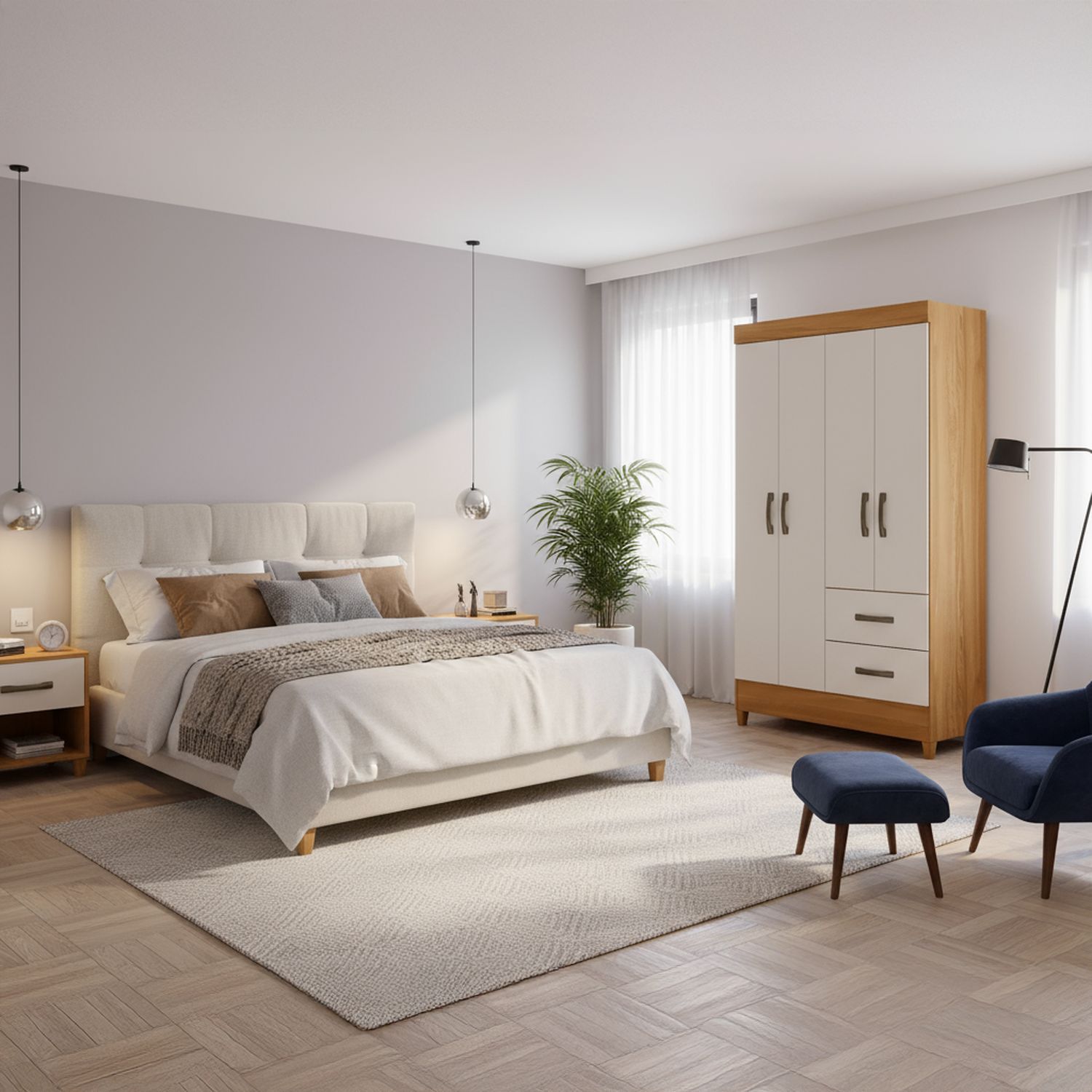 VEKKAHOME Clóset Porto 6 Puerta(s) 2 Cajón(es) 6 Repisa(s
