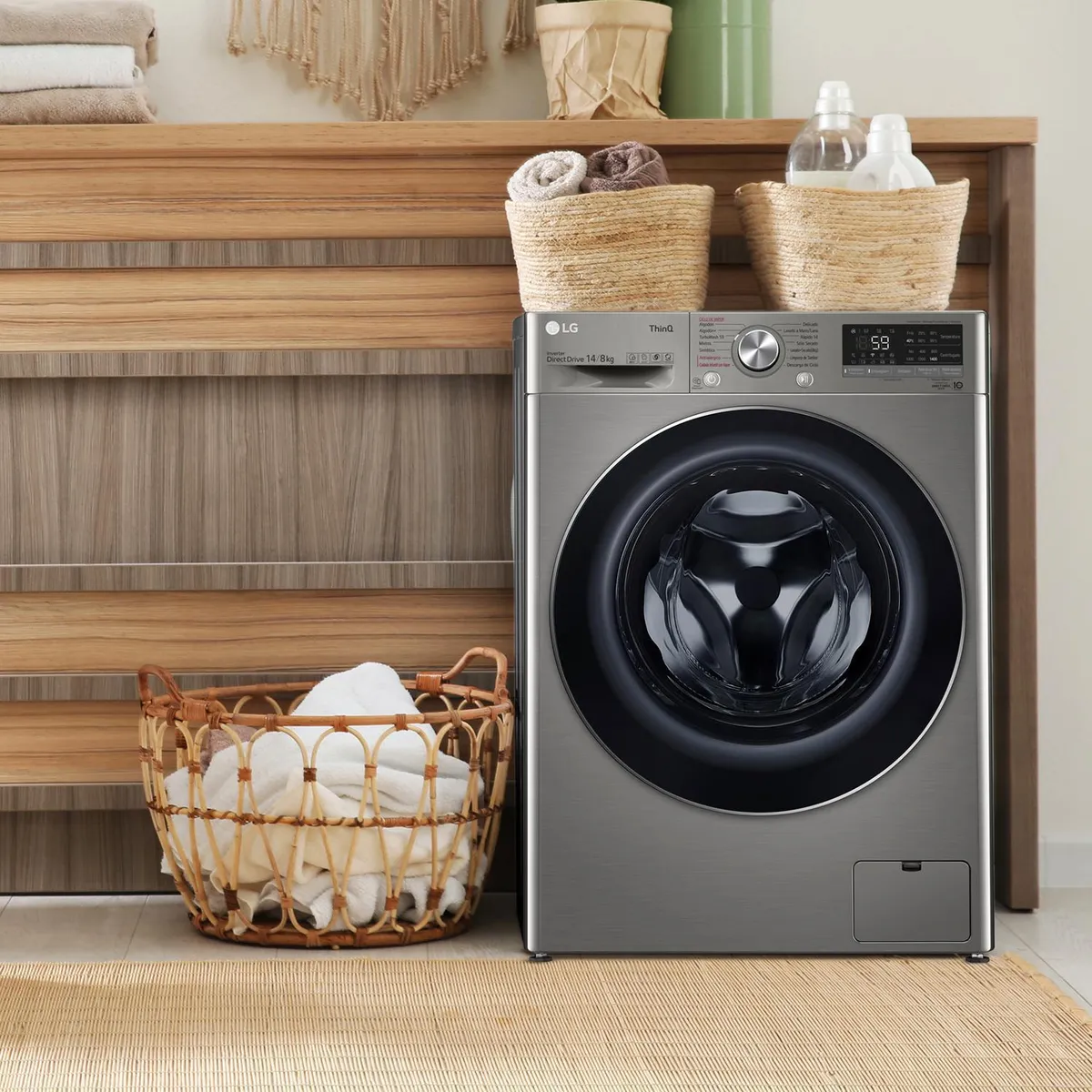 LG - Lavadora Secadora 14/8 kg Platinum WD14VVC4S6C