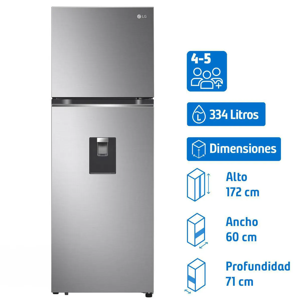 LG - Refrigerador Top Freezer No Frost 344 Litros VT34WPP