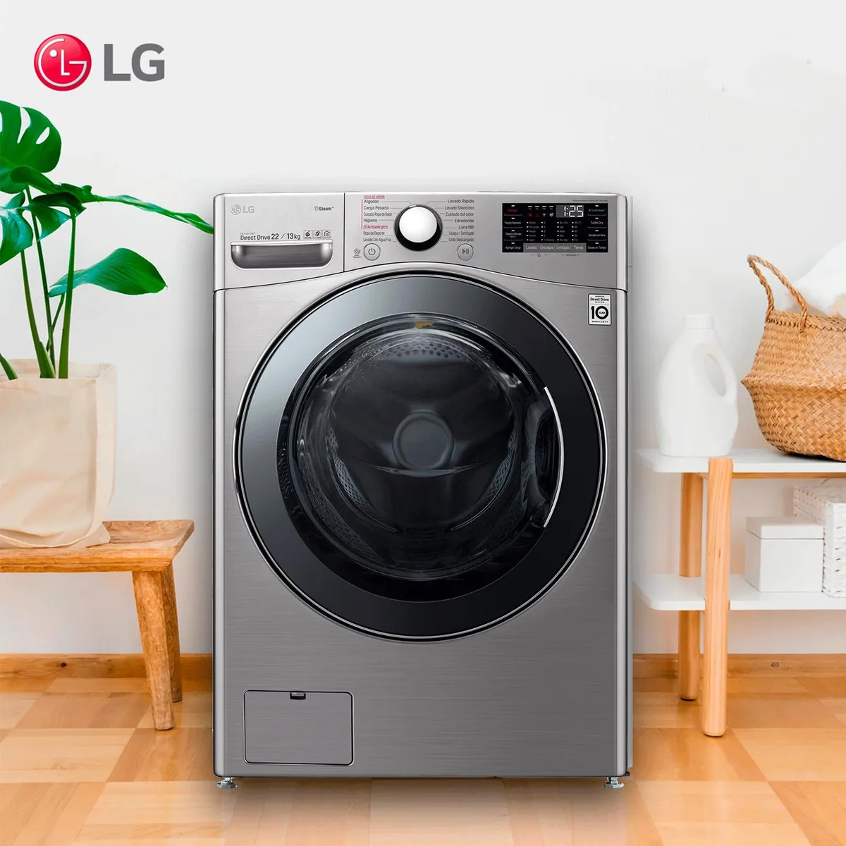 LG - Lavadora Secadora 22/13 kg Inox WD22VV2S6