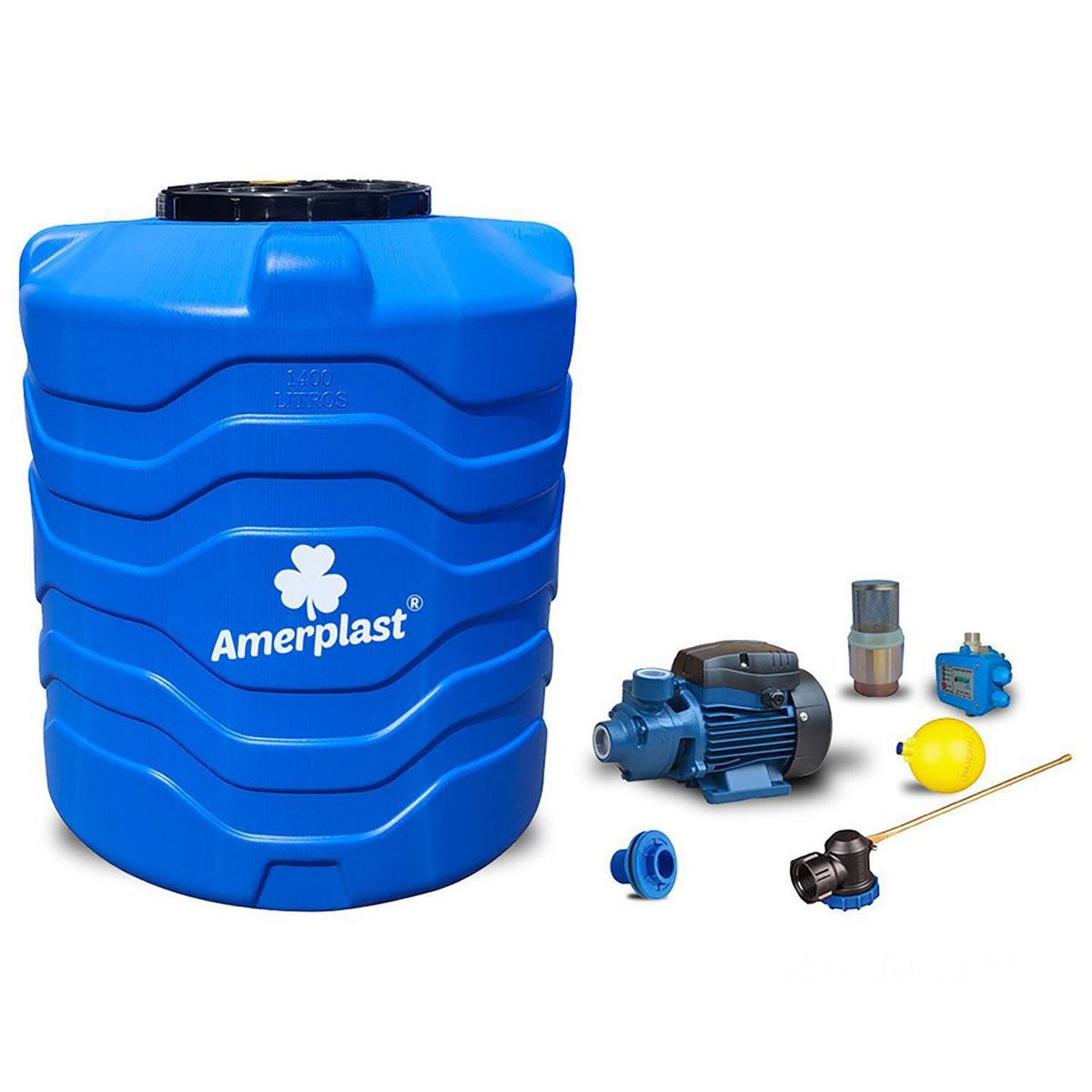 AMERPLAST - Estanque Antibacterial Tricapa 1400 L + Kit Bomba 1 Hp