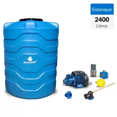 AMERPLAST - Estanque Antibacterial Tricapa 2400 L + Kit Bomba 1 Hp