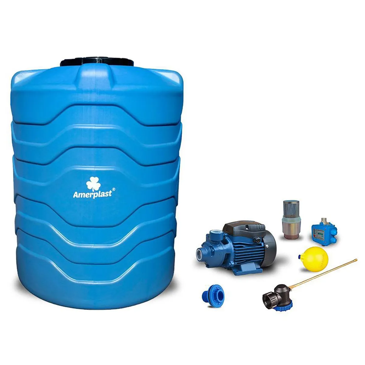 AMERPLAST - Estanque Antibacterial Tricapa 2400 L + Kit Bomba 1 Hp